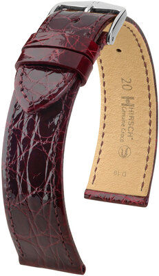 Kožený řemínek Hirsch Genuine Croco 18900860-2, červený, krokodýlí kůže, Quick Release
