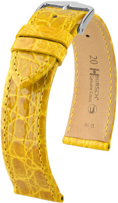 Kožený řemínek Hirsch Genuine Croco 18900872-2, žlutý, krokodýlí kůže, Quick Release