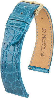 Kožený řemínek Hirsch Genuine Croco 18900883-7, modrý, krokodýlí kůže, Quick Release