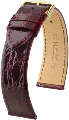 Kožený řemínek Hirsch Genuine Croco L 18920860-7, červený, krokodýlí kůže, délka L, Quick Release