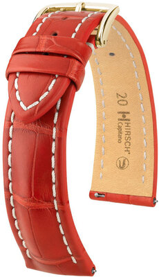 Kožený řemínek Hirsch Capitano L 04807029-1, červený, aligátoří kůže, délka L, Quick Release