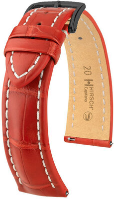 Kožený řemínek Hirsch Capitano L 04807029-5, červený, aligátoří kůže, délka L, Quick Release