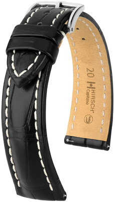 Kožený řemínek Hirsch Capitano L 04807059-2, černý, aligátoří kůže, délka L, Quick Release