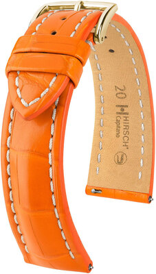 Kožený řemínek Hirsch Capitano L 04807076-1, oranžový, aligátoří kůže, délka L, Quick Release