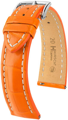Kožený řemínek Hirsch Capitano L 04807076-2, oranžový, aligátoří kůže, délka L, Quick Release