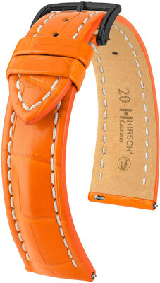 Kožený řemínek Hirsch Capitano L 04807076-5, oranžový, aligátoří kůže, délka L, Quick Release