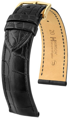 Kožený řemínek Hirsch Genuine Alligator 10200759NQ-1, černý, aligátoří kůže
