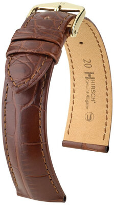 Kožený řemínek Hirsch Genuine Alligator L 10220719NQ-1, hnědý, aligátoří kůže, délka L