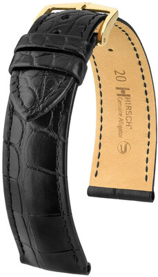 Kožený řemínek Hirsch Genuine Alligator L 10220759NQ-1, černý, aligátoří kůže, délka L