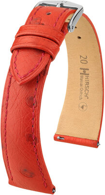 Kožený řemínek Hirsch Massai Ostrich L 04362020-2, červený, pštrosí kůže, délka L, Quick Release