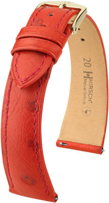 Kožený řemínek Hirsch Massai Ostrich L 04362020-7, červený, pštrosí kůže, délka L, Quick Release