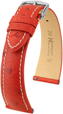 Kožený řemínek Hirsch Massai Ostrich L 04362021-2, červený, pštrosí kůže, délka L, Quick Release
