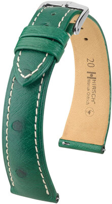 Kožený řemínek Hirsch Massai Ostrich L 04362041-2, zelený, pštrosí kůže, délka L, Quick Release