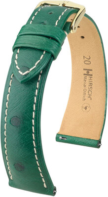 Kožený řemínek Hirsch Massai Ostrich L 04362041-7, zelený, pštrosí kůže, délka L, Quick Release
