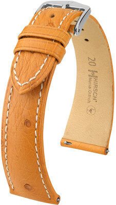 Kožený řemínek Hirsch Massai Ostrich L 04362074-2, hnědý, pštrosí kůže, délka L, Quick Release