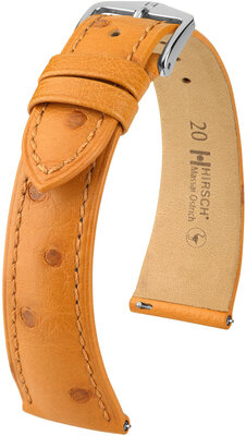 Kožený řemínek Hirsch Massai Ostrich L 04362075-2, hnědý, pštrosí kůže, délka L, Quick Release