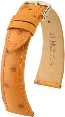 Kožený řemínek Hirsch Massai Ostrich L 04362075-7, hnědý, pštrosí kůže, délka L, Quick Release
