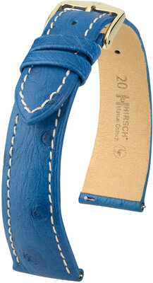 Kožený řemínek Hirsch Massai Ostrich L 04362084-7, modrý, pštrosí kůže, délka L, Quick Release
