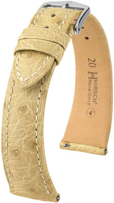 Kožený řemínek Hirsch Massai Ostrich L 04362090-2, béžový, pštrosí kůže, délka L, Quick Release