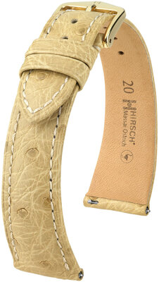 Kožený řemínek Hirsch Massai Ostrich L 04362090-7, béžový, pštrosí kůže, délka L, Quick Release