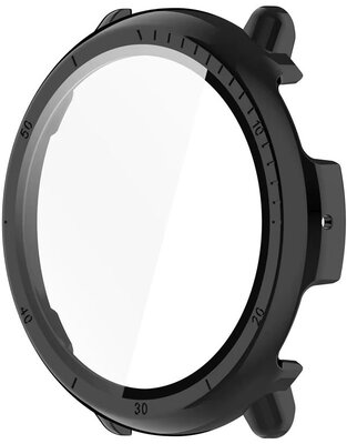 Ochranný kryt (pro Amazfit Active 2, round), plastový, černý + sklíčko