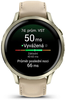 Garmin Venu 4 41mm Lunar Gold / Light Sand, Leather Band (+ náhradní řemínek)