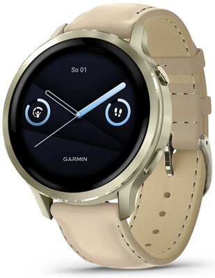 Garmin Venu 4 41mm Lunar Gold / Light Sand, Leather Band