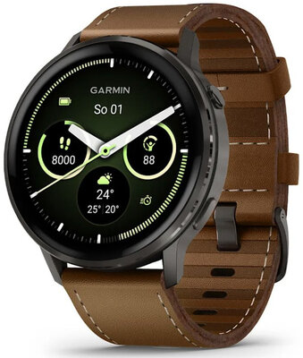 Garmin Venu 4 45mm Slate / Brown, Leather Band (+ náhradní řemínek)