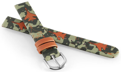 Koženkový řemínek JVD RJ7235.1 14mm, zelený, dětský
