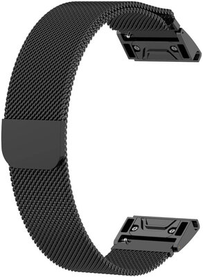 Ocelový náramek Ricardo 20mm (pro Garmin Fenix 8/7S/6S (43mm), aj.), černý V2, QuickFit