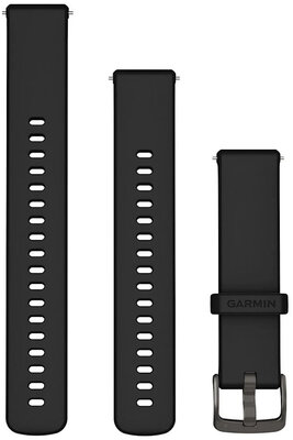 Silikonový řemínek Garmin 18mm, Černý, Quick Release, + prodloužená část, 010-13406-02