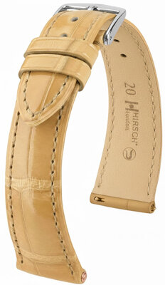 Kožený řemínek Hirsch London L 04307090-2, béžový, aligátoří kůže, délka L, Quick Release