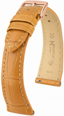 Kožený řemínek Hirsch London 04207175-7, hnědý, aligátoří kůže, Quick Release