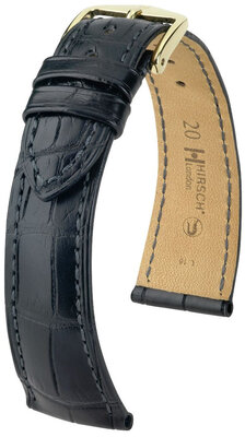 Kožený řemínek Hirsch London L 04207059NQ-1, černý, aligátoří kůže, délka L