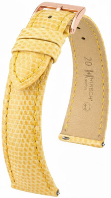 Kožený řemínek Hirsch London L 04266073-7, žlutý, ještěrčí kůže, délka L, Quick Release