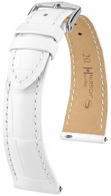 Kožený řemínek Hirsch London L 04307009-2, bílý, aligátoří kůže, délka L, Quick Release