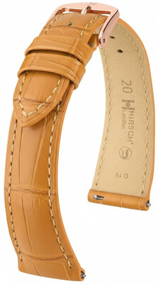 Kožený řemínek Hirsch London L 04307075-7, hnědý, aligátoří kůže, délka L, Quick Release