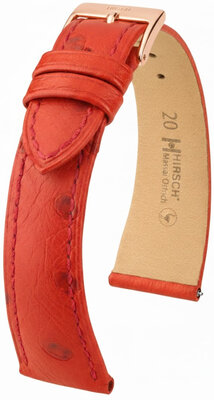 Kožený řemínek Hirsch Massai Ostrich 04262120-7, červený, pštrosí kůže, Quick Release