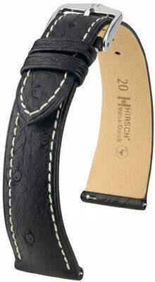 Kožený řemínek Hirsch Massai Ostrich 04262151-2, černý, pštrosí kůže, Quick Release