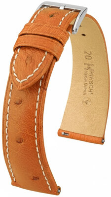 Kožený řemínek Hirsch Massai Ostrich 04262171-2, hnědý, pštrosí kůže, Quick Release