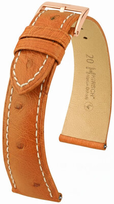 Kožený řemínek Hirsch Massai Ostrich 04262171-7, hnědý, pštrosí kůže, Quick Release