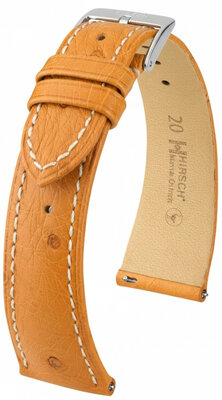 Kožený řemínek Hirsch Massai Ostrich 04262174-2, hnědý, pštrosí kůže, Quick Release