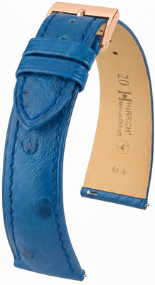 Kožený řemínek Hirsch Massai Ostrich 04262185-7, modrý, pštrosí kůže, Quick Release