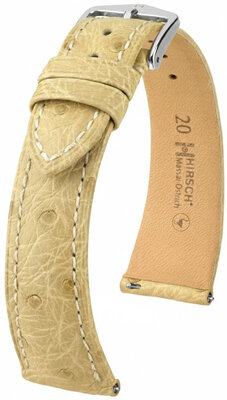 Kožený řemínek Hirsch Massai Ostrich 04262190-2, béžový, pštrosí kůže, Quick Release