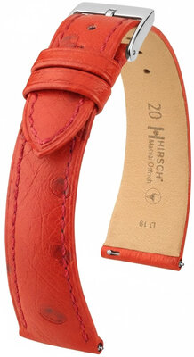 Kožený řemínek Hirsch Massai Ostrich L 04262020-2, červený, pštrosí kůže, délka L, Quick Release