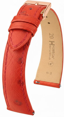 Kožený řemínek Hirsch Massai Ostrich L 04262020-7, červený, pštrosí kůže, délka L, Quick Release