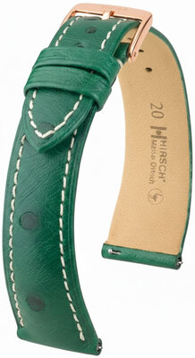 Kožený řemínek Hirsch Massai Ostrich L 04262041-7, zelený, pštrosí kůže, délka L, Quick Release