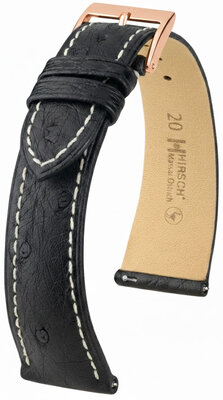 Kožený řemínek Hirsch Massai Ostrich L 04262051-7, černý, pštrosí kůže, délka L, Quick Release