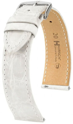 Kožený řemínek Hirsch Genuine Croco 01808100-2, bílý, krokodýlí kůže, Quick Release