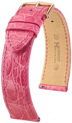 Kožený řemínek Hirsch Genuine Croco L 01808025-7, růžový, krokodýlí kůže, délka L, Quick Release